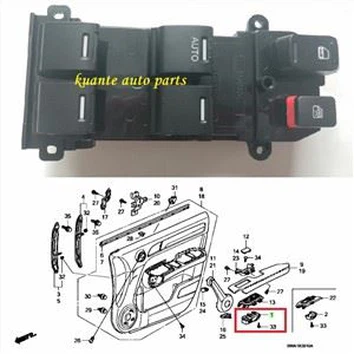 35750-SWA-J01 galvenais elektriskā loga slēdzis Honda CR-V 2007-2011 35750SWAK01